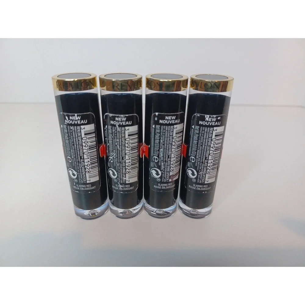 LOT of 4 New‎ REVLON Super Lustrous Glass Shine Lipstick 023 Glaring Red